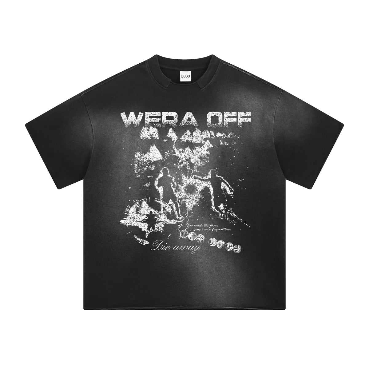 305gsm Men Heavy Cotton Vintage Spray Dye Baggy Tee T-shirt Custom Dtg Screen Print Blank Oversize Acid Wash Distressed T Shirt