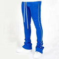 New Fashion Polyester Drawstring Reflective Stripe Skinny Fit Stacked Jogger Men Track Pants Stacked Pants for Men