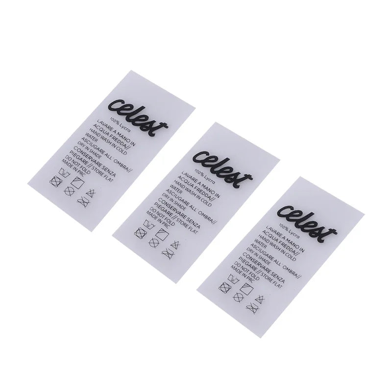 WANDE Brand 1000pcs Custom Printed Soft Transparent TPU Garment Care Labels Smooth Surface for Clothing Washing Instructions