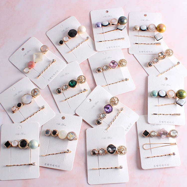 Fancy Duckbill Hair Clips 2pcs/Set 3pcs/Set 6CM Color Crystal Stone Hairpins Shiny Hair Accessories for Girl Hair Decoration