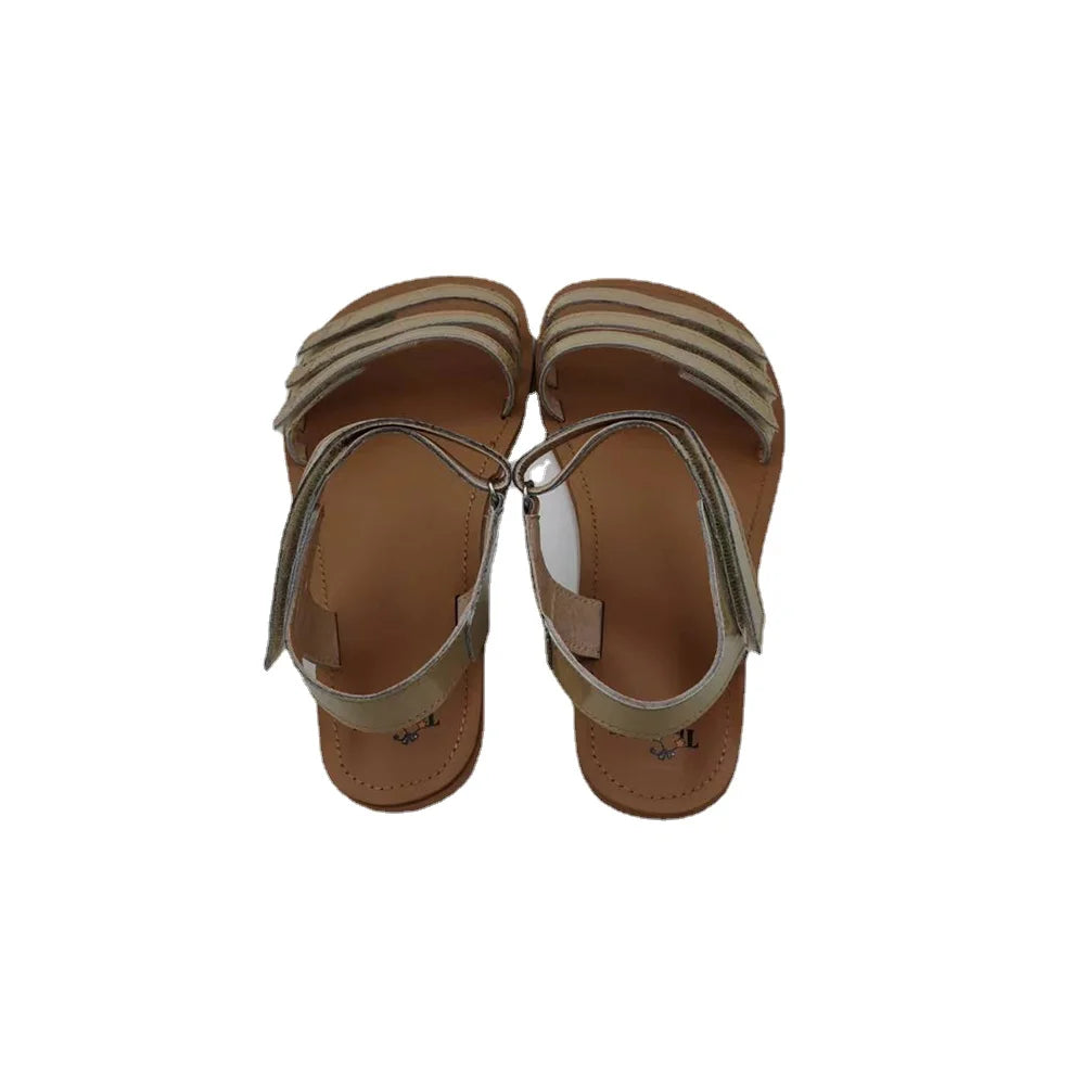 Women's Spring Breathable Summer Barefoot Casual Slip-on Flat Sandals Genuine Leather