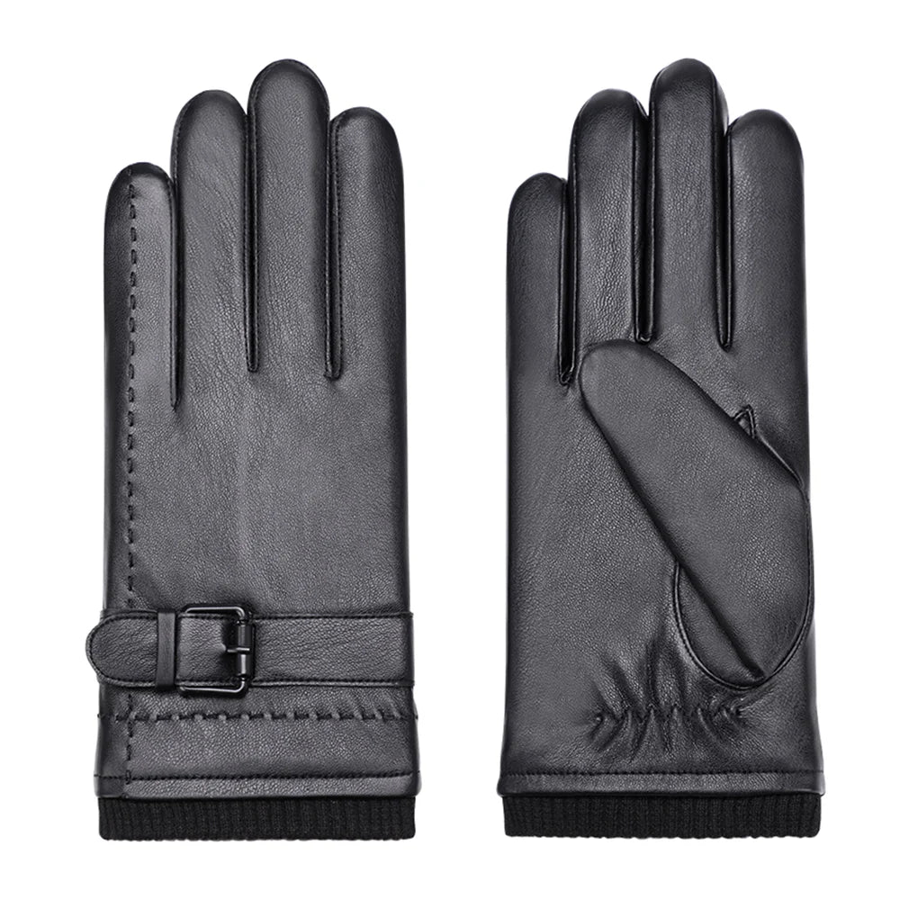 New Fashion Full Finger Male Winter Gloves Synthetic Leather PU Gloves