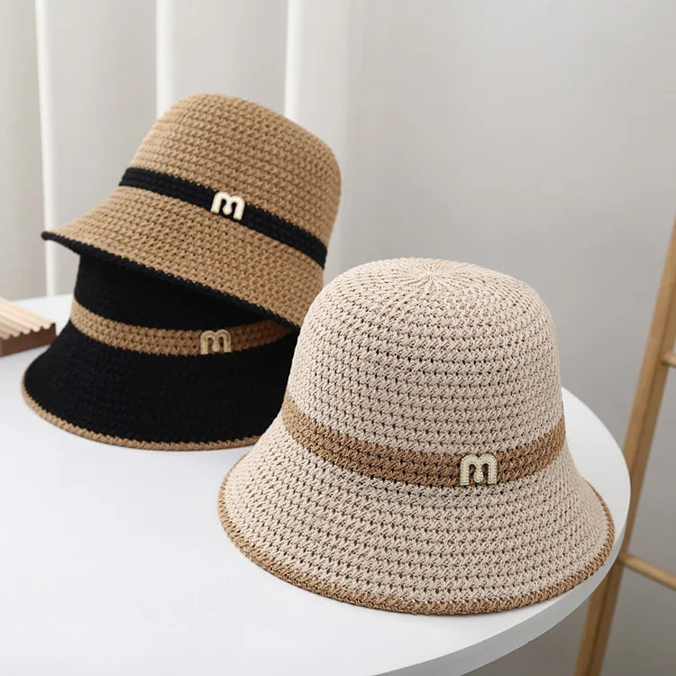 2023 Women's Vintage Classic Straw Hat Summer Beach Fedora Trilby Panama Hat