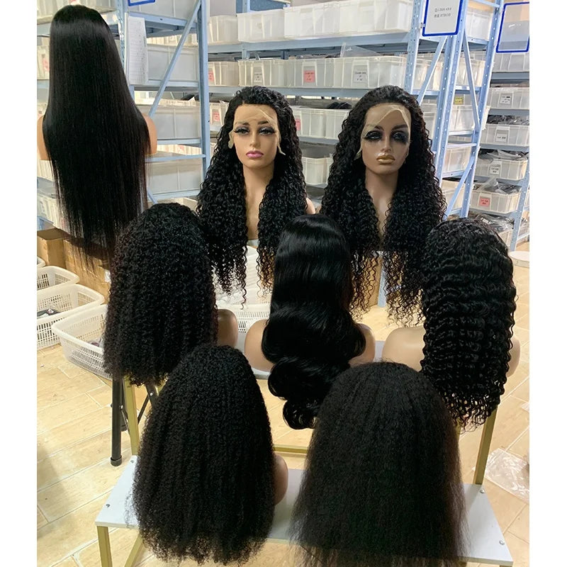 Ready Ship 13x4 for Lace Transparent Frontal Wig 180% Density Indian Brazilian Remy Hair Preplucked Straight Body Wave Wigs