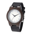 Customized Luxury Men's Quartz Watch Seiko Movement Business Charm Style Ebony Wooden Case Leather Band Pointer Fashionable
