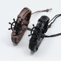 New Arrival Black Metal Genuine Leather Beaded Bracelets Vintage Style Gift for Men