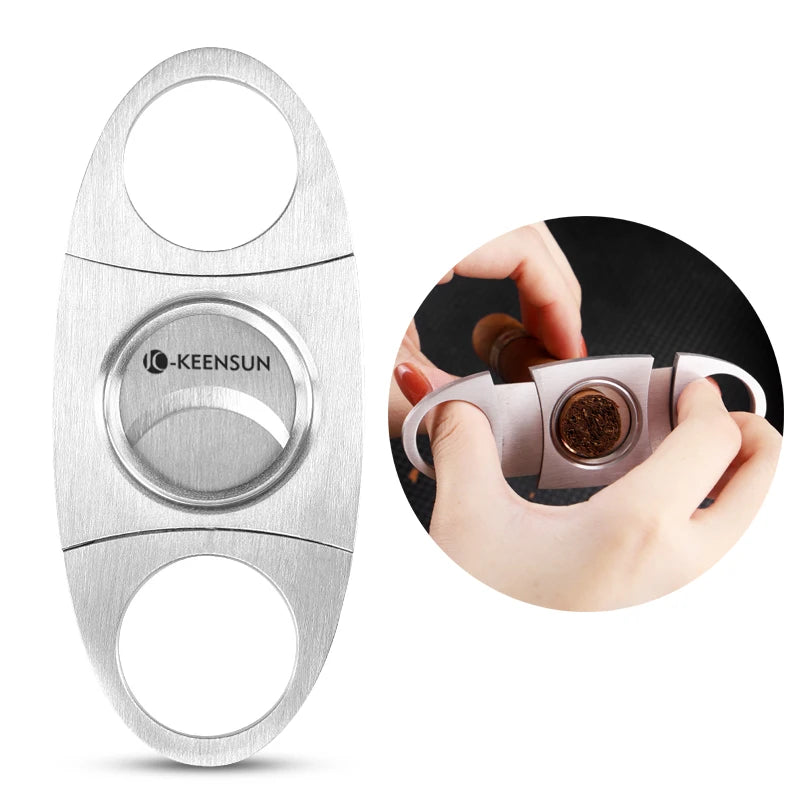 Hot Sale Boutique Double Blade Sliver Cigar Cutter Knife Cigar Accessories with Custom logo
