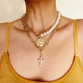 HOVANCI Punk Coin Chain Necklace 6 for Women 2Pcs/set Gold Pearl Bead Choker Gothic Multilayer Pendant Necklaces Jewelry Party
