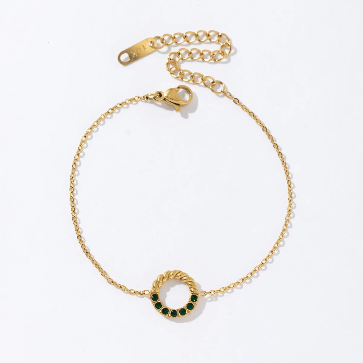 2025 Fashion Jewelry Anti Tarnish 18K Gold Plated Stainless Steel Trending Designer Italian Green Zircon Charm Bracelets