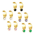 Personality Colorful Zircon Earrings CC Shape Non Tarnish 18K Gold Plated Stainless Steel Sparkling Cubic Zircon Earrings Women