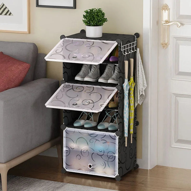 6-Layer DIY Plastic Vertical Shoe Rack for Entry Movable Shoe Storage for Living Room Dormitory or Rental House