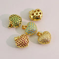 CZ8715 18k Gold Colorful Zircon CZ Micro Pave Bubble Puffy Love Heart Charm Pendant Love Heart Pendant for Jewelry Making