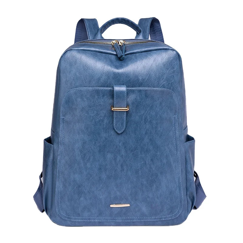 Vintage Large Capacity Women's PU Leather Backpack New Arrival Kawaii School Bags Zipper Casual Travel Backpack External Frame