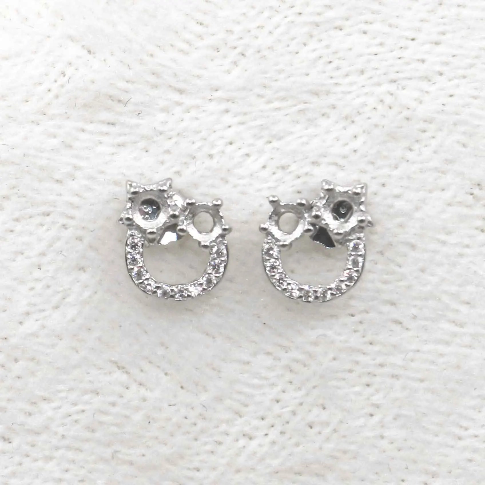 Sterling Silver 3*3mm Semi Mount Stud Earrings Empty Frame Support Blank Setting S925 Base Without Center Stone for DIY Inlay