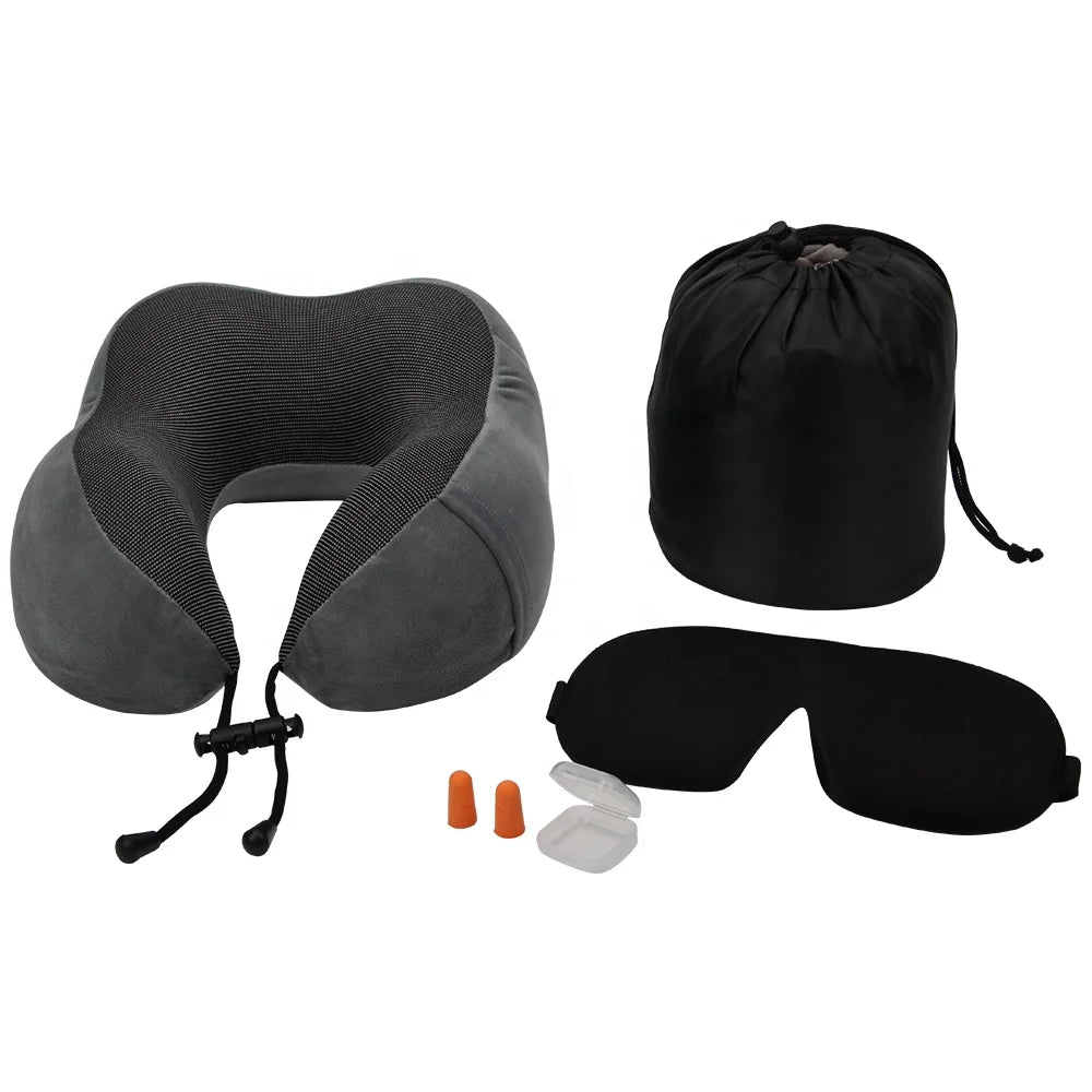 Ergonomic Travel Pillow Hypoallergenic Memory Foam Neck Support Portable Design
