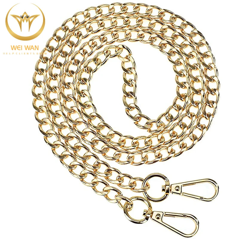 Hot Sale Ladies 47 Inch DIY Metal Iron Flat Buckle Bag Accessories Wallet Handbag Chain Metal Design Chain Custom Accessory