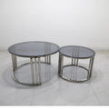 Italian Luxury Nested Coffee Table with Clear Glass Top Stainless Steel Glass Living Room Furniture Clear Glass Coffee Table