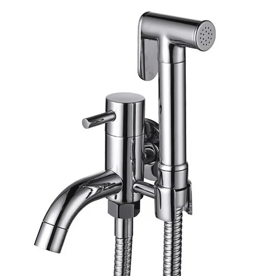 HOMEDEC Contemporary Brass Chrome Toilet Bidet Sprayer Set Hose Holder Eco-Friendly Wall-Mounted Single Hole Easy Installation
