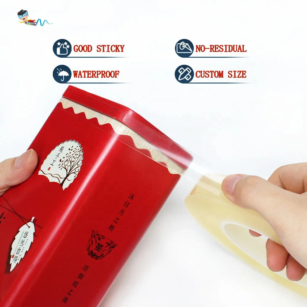 2- High Viscosity Recyclable Waterproof Clear Transparent No-Residual Food Case Box Sealing PVC Tin Cans Self Adhesive Tape