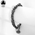 VAF 20+5cm Vintage Stacked Geometric Block Bracelet Antique Silver Customizable Engraved Small Etiqueta De Bloques Apilados