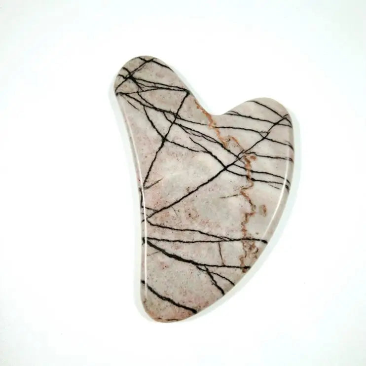 DIY Wholesale Picasso Jasper Guasha Face Body Massage Scraper Heart Shape Jade Pink Gua Sha Stone