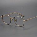 Men's Luxury Optical Eyeglasses Frames 100% Titanium Gold and Black Vintage Style Spectacles Solid Pattern Eye Glasses