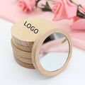 Hot Sale Custom Logo Wooden Round Mirror Eco-friendly Pocket Mirror Compact Mirror Bamboo Makeup & Tools for Girls Gift