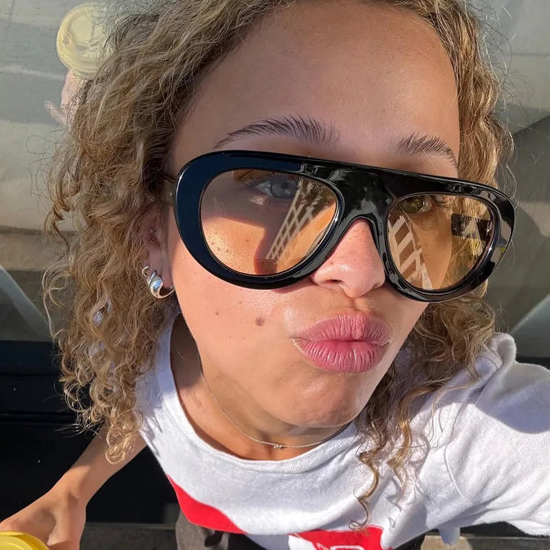 2025 New Fashion Oval Luxury Brand Sunglasses for Women Men Retro Oversized Frame Sun Glasses Trending Shades UV400 Eyeglasses