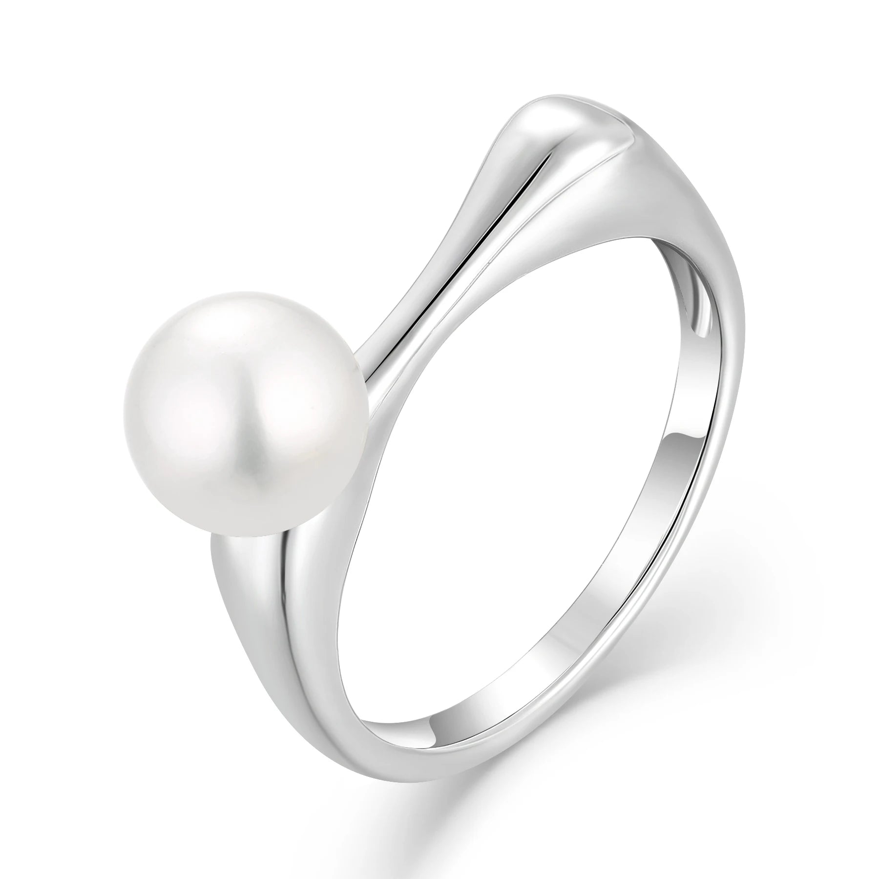 QX Custom Minimalist Luxury Fashion Fine Jewelry 925 Silver Pearl Ring for Women Valentine's Mother's Day Gift