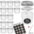 Mason Jars 4 oz 12 Pack Small Mason Jars With Silver Lids Storage Pickling Jars for Jelly Jam Honey Pickles Spice Glass Jars