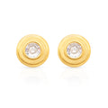 Chris April 316L Stainless Steel Mall Round Gold Plated Silver Gemstone Zircon Stud Earring