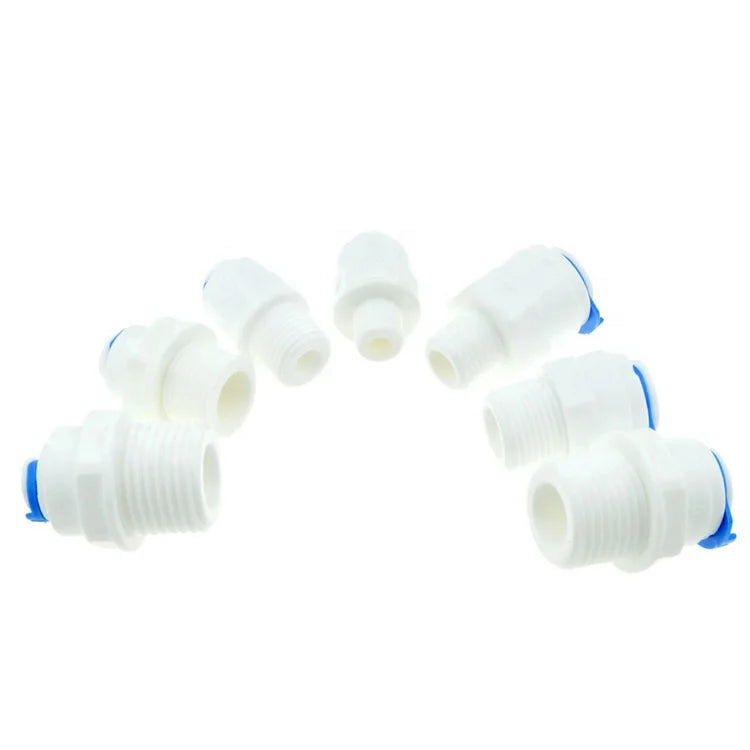 White POM Quick Water Tube Fittings 1/4 3/8 1/2 5/16 12mm Push Fit Connector for RO Water System Conexao Rapida Plastico