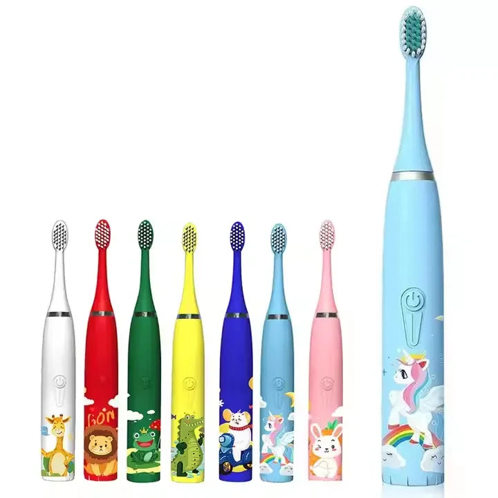 Smart Kid Electric Toothbrush Battery Soft Brush Sonic Carton Electric Toothbrush 3-15 Years Old 6pcs Heads OEM Waterproof