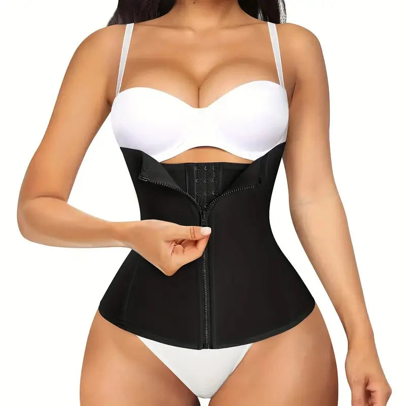 Women's Shapewear BBL Clip Zip Waist Trainer Corset Neoprene Body Shaper Vest Firm Control Level Thin Thickness Worked Tummy