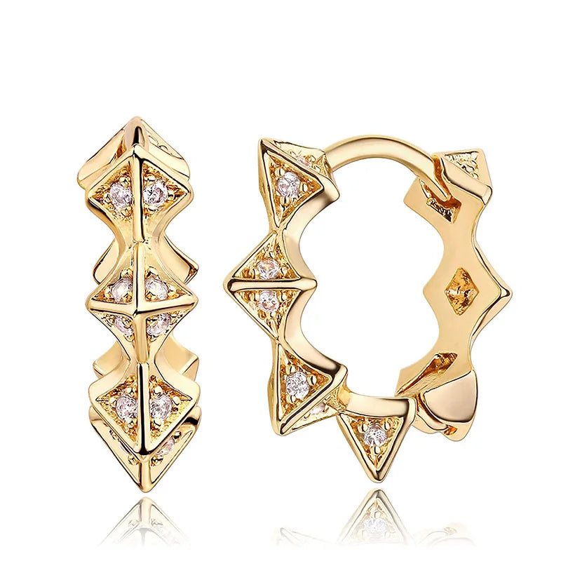 CAOSHI Custom Women Fashion Jewelry Earrings for Exquisite Polygon Design Cubic Zirconia Gold Plated CZ Hoop Earrings for Women
