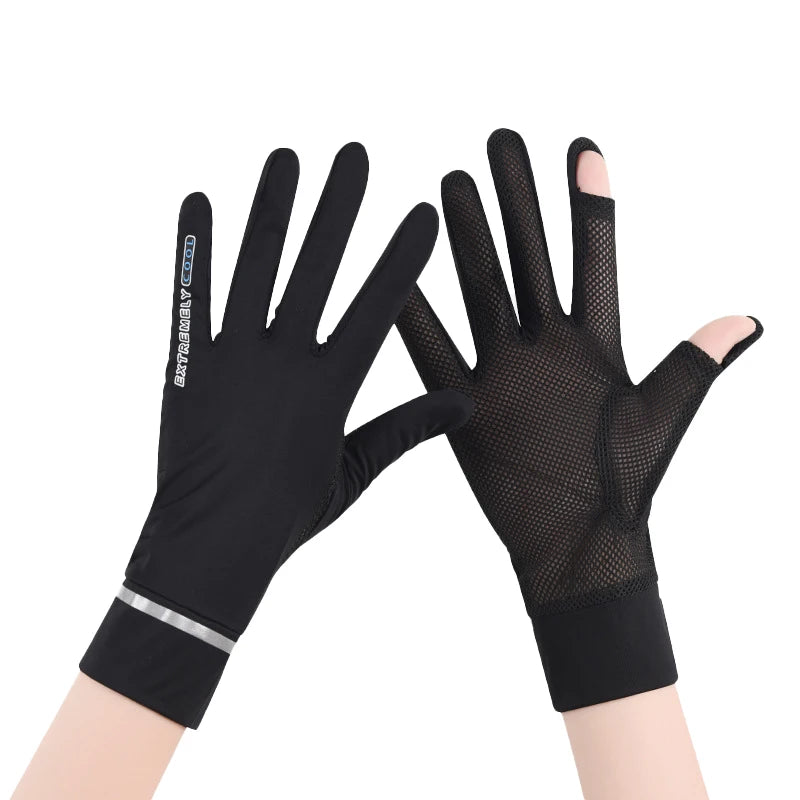 Summer Sun protection Gloves Women Driving Riding Ice Silk Gloves Fitness Anti-skid Ice Sense Breathable Anti-ultraviolet Sleeve