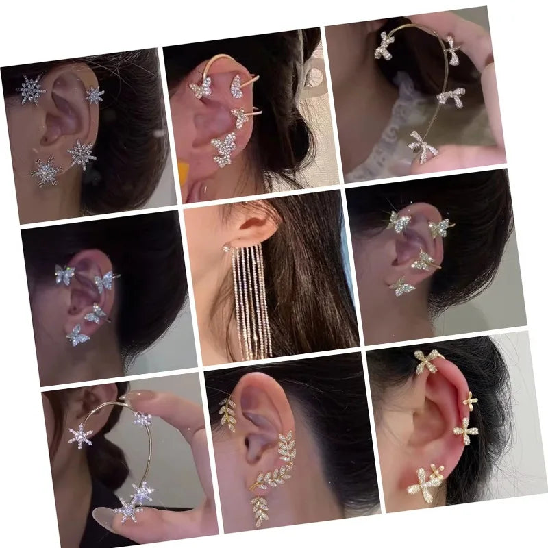 DAIHE Korean Style Fashion Jewelry Earrings 18k Gold Plated Zircon Tassel Earring Hook