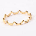 New Arrivals Dainty Cute Luxury Jewelry Women 18k Gold Plated Stainless Steel Small Moon Wave Shape Thin Ring