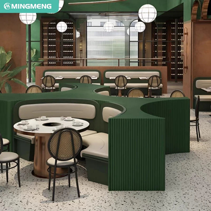 Custom Hotpot Restaurant Booth Seating Western Commercial Marble Restaurant Furniture  Chinese Cheap Table and Chair Set