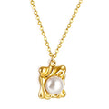 OEM ODM Custom Vintage Pearl Pendant Stainless Steel 14k/18k Gold Plated Pearl Necklace for Women Jewelry