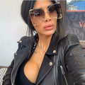 Trendy Vintage Oversized Luxury Sunglasses for Women Gold Frame