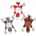 Wholesale Customization  Folding Squeak Dog Chew Toy with Knotted Interactive Plush Dog Toys
