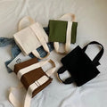 Original New Fashion Simple Square Small Reusable Cotton Canvas Tote Bag with Adjustable Strap Cute Shopping Bags