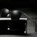New Arrival Men's Square Polarized Sunglasses with Night Vision TAC Lens Gold Frame for Driving