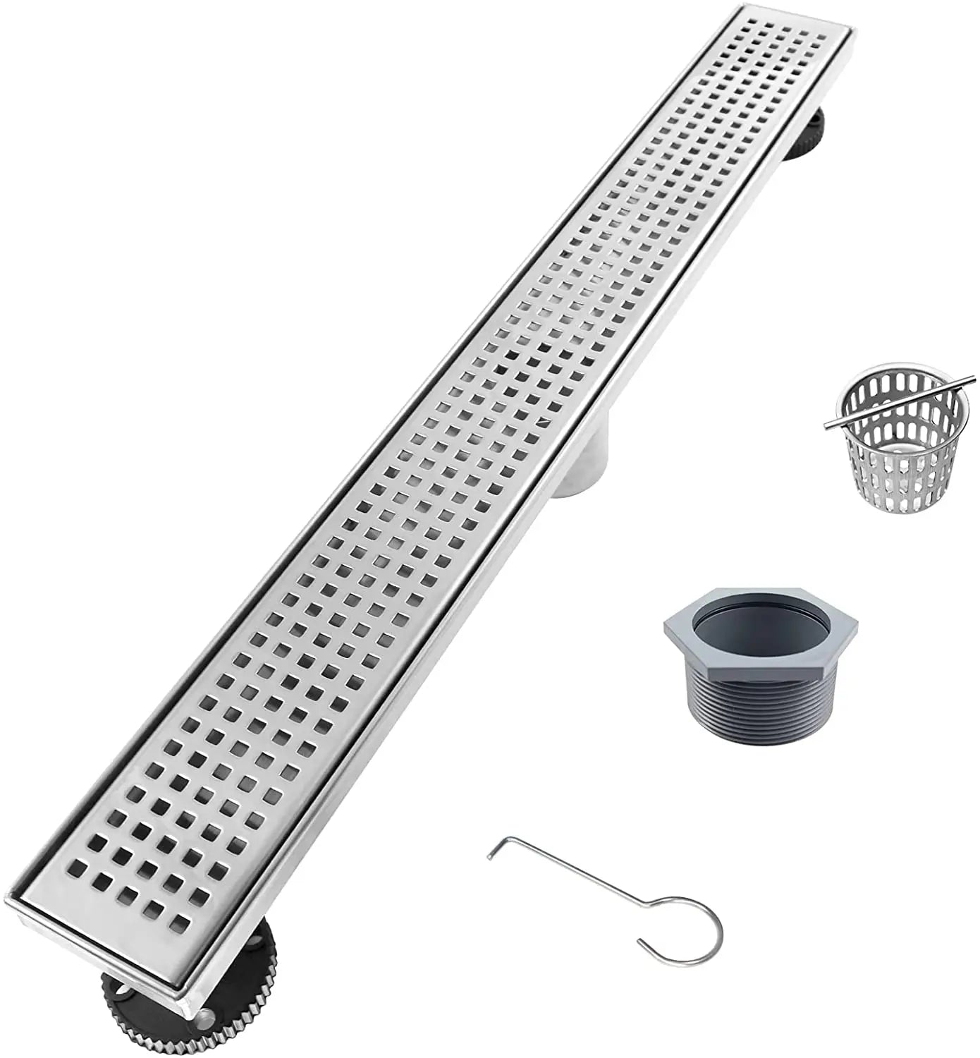 24 Inch 304 Stainless Steel Brushed Nickel Rectangle Linear Shower Drain for Bathroom