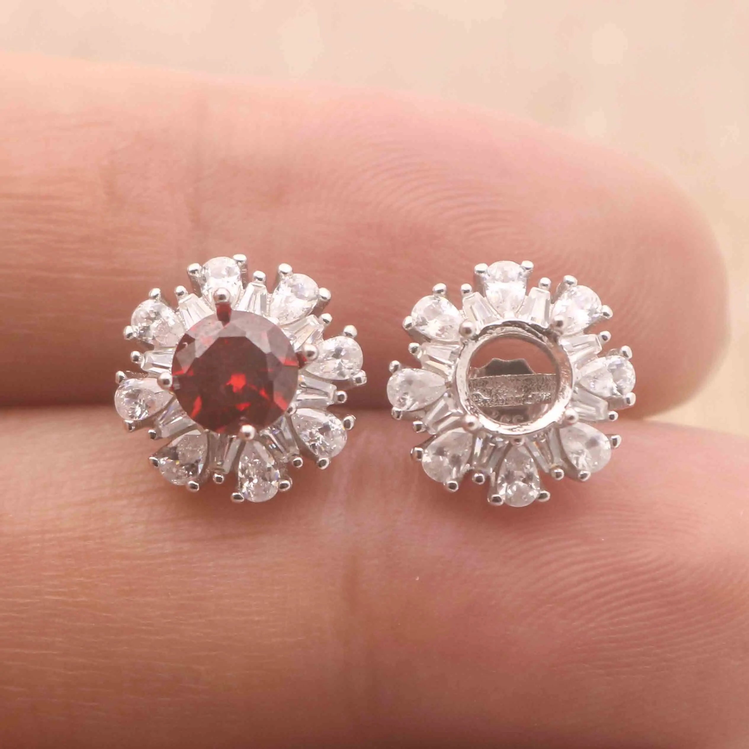 Sterling Silver 4mm/5mm/6mm Semi Mount Stud Earrings Empty Support Blank Claws Setting Base Without Center Stone for DIY Inlay