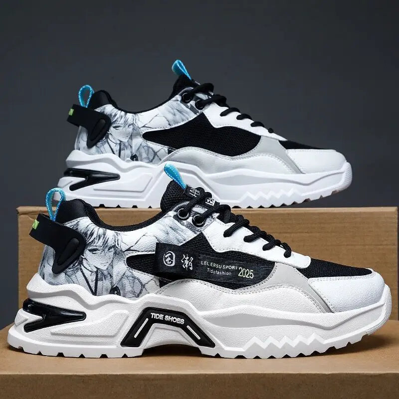 ME97 Spring New Platform Running Sports Shoes Teen Breathable Mesh Men's Shoes Heightened Sneakers