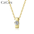 CZCITY Small CZ 925 Sterling Silver Pendant Necklace Real 14K Gold Plated Women Trendy Jewelry Pendants