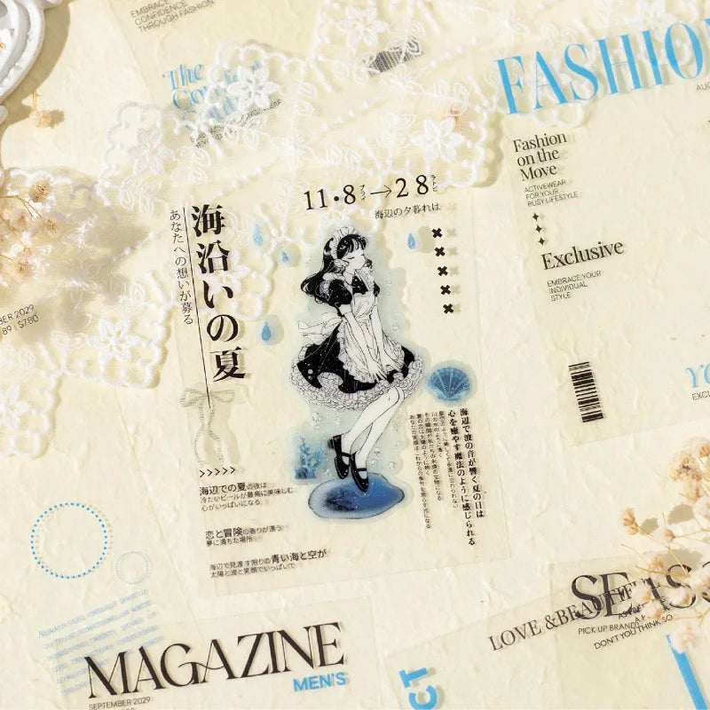 24pcs/pack   Street Magazine Series Dual Material Material Stickers European Retro Bottoming Collage Characters Fresh DIY