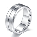 Silver Black Color Carbide Rings Blank Matte Wedding Band Engagement Ring Beveled Edge Stainless Steel Rings for Men